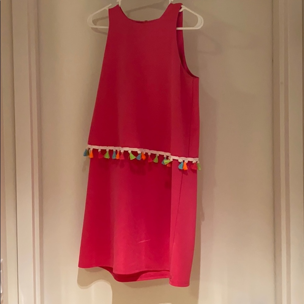 ASOS hot pink dress with colored tassels